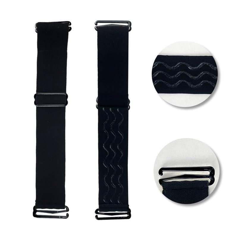 Recool Hair 2Pcs Adjustable Elastic Wig Band with Non-Slip Silicone Strips & Removable Buckles, Keeping Wigs in Place (Black)