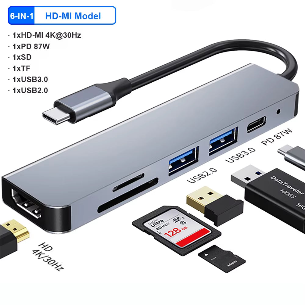 USB C HUB 4K 30Hz Type C to Hdmi-Compatible USB 3.0 Adapter 11 in 1 Type C HUB Dock PD 87W USB C Splitter for Macbook Pro Air