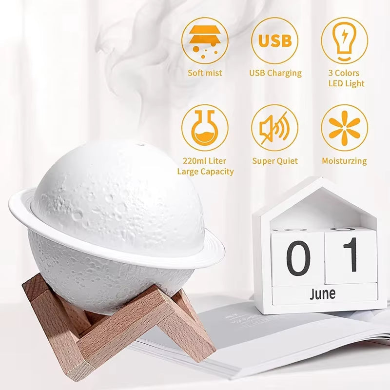 Ultrasonic Mini 3D Air Humidifier and Diffuser, 200Ml USB Fogger with LED Light