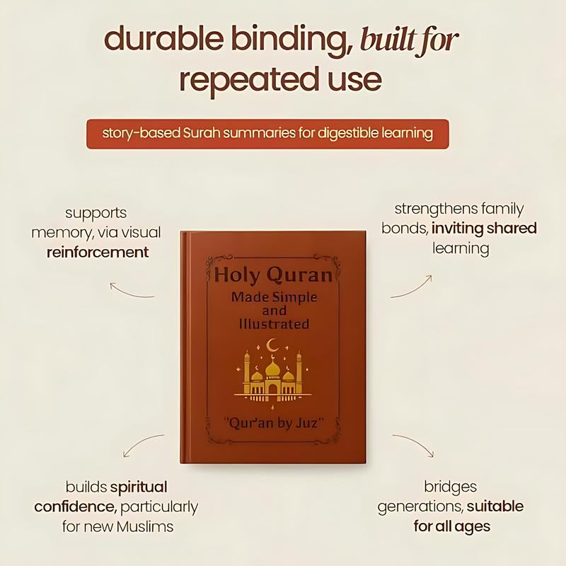 [Christmas Gift] Quran Learning Guide Journal, PU Leather Cover Quran Study Plan Notebook, Complete 114 Chapters Study Guide