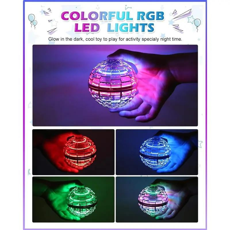 Black Friday Flash Sales Upgraded Dazzling Spinning Flying Ball with 360° LED Lighting Automatic Rebound Levitation Stunts Kids Gift