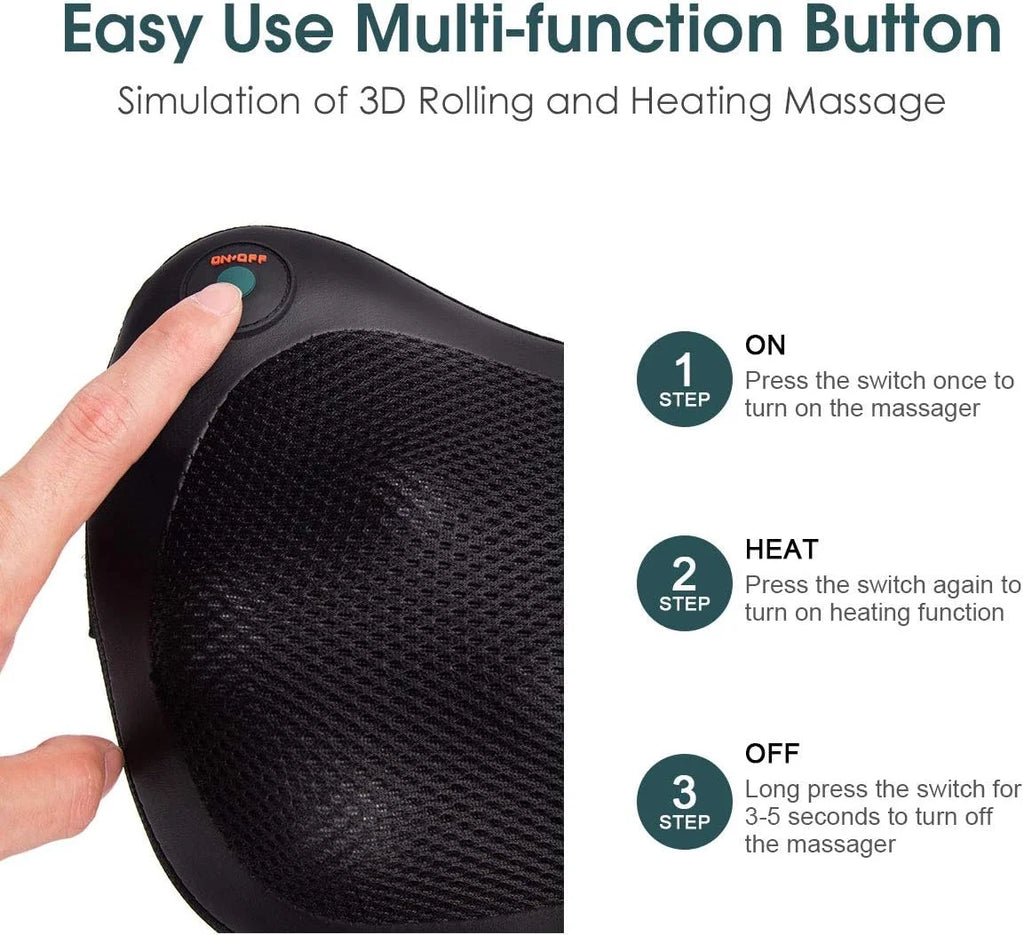 Shiatsu Back and Neck Massager with Heat, Deep Tisctric Massage Pillow for Back,Shoulders,Legs,Foot,Body Musclesue Kneading